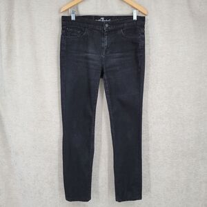 7 for All Mankind Black Ginger Skinny Cropped Jeans Women's Size 30